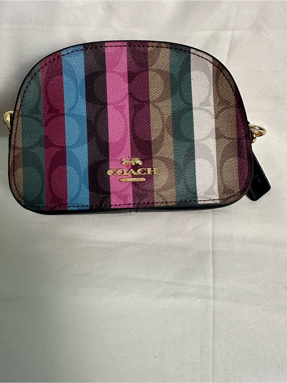 COACH Multicolor Stripe Signature Canvas Crossbody Bag